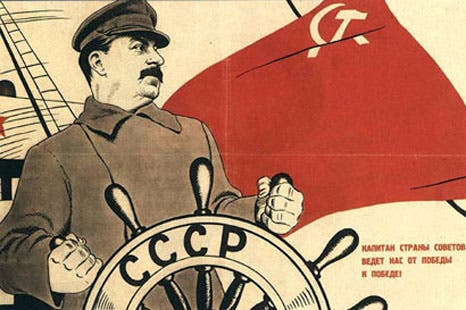 Promotional image of Stalin leading the country