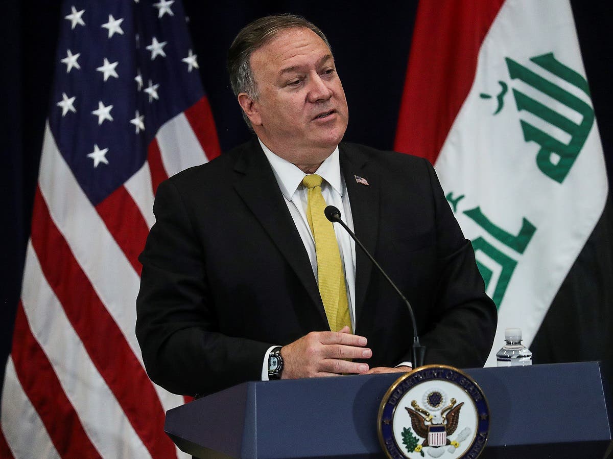 U.S. Secretary of State Mike Pompeo faces the news media with Iraq's Foreign Minister Fuad Hussein at the State Department in Washington, U.S., August 19, 2020. (Reuters)