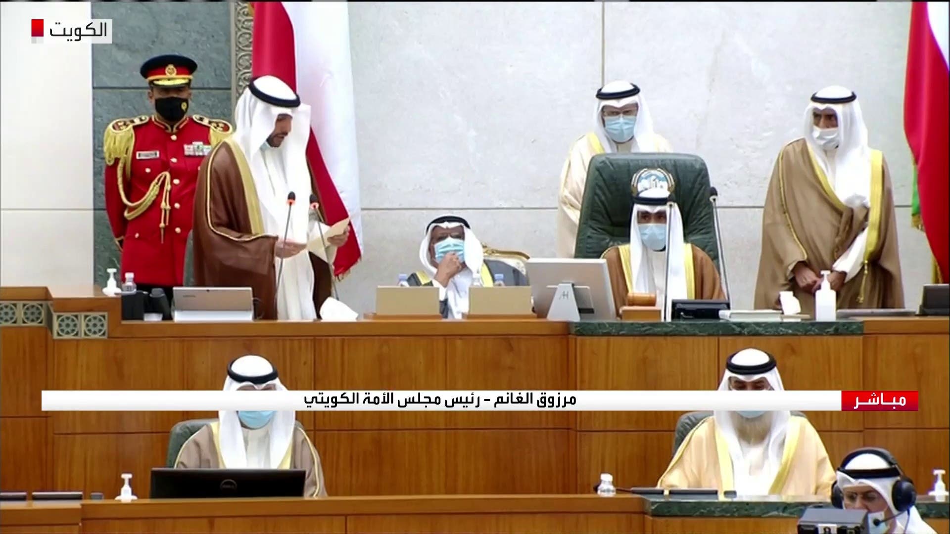 رئيس مجلس الأمة الكويتي يلقي كلمته أمام أمير البلاد