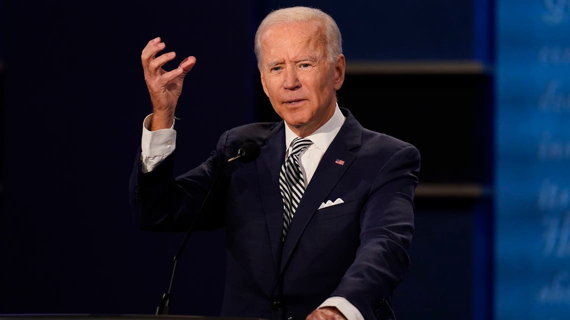 Democratic presidential candidate former Vice President Joe Biden gestures while speaking during the first presidential debate Tuesday, Sept. 29, 2020, at Case Western University and Cleveland Clinic, in Cleveland, Ohio. (AP)