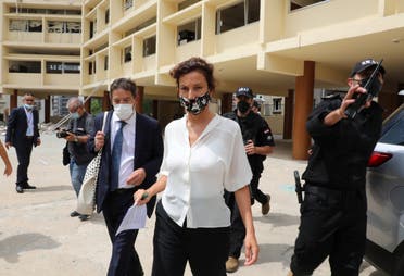 UNESCO Director-General Audrey Azoulay walks at a public school damaged in the massive explosion at Beirut's port area, in Beirut, Lebanon August 27, 2020. (Reuters)