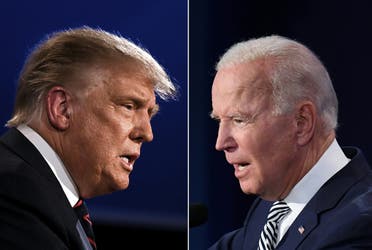 This combo picture shows President Trump (L) and Democratic Presidential candidate former VP Biden squaring off during the first presidential debate in Cleveland, Ohio on September 29, 2020. (AFP) 