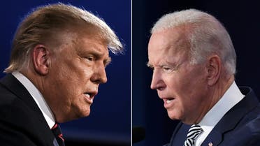 This combo picture shows President Trump (L) and Democratic Presidential candidate former VP Biden squaring off during the first presidential debate in Cleveland, Ohio on September 29, 2020. (AFP) 