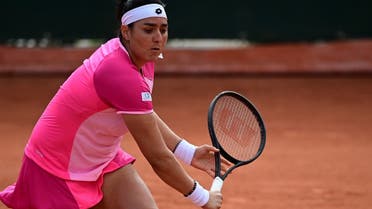 Tunisia’s  Ons Jabeur returns the ball to Japan’s  Nao Hibino during their women's singles second round tennis match on Day 5 of The Roland Garros 2020 French Open tennis tournament in Paris on October 1, 2020. (AFP)