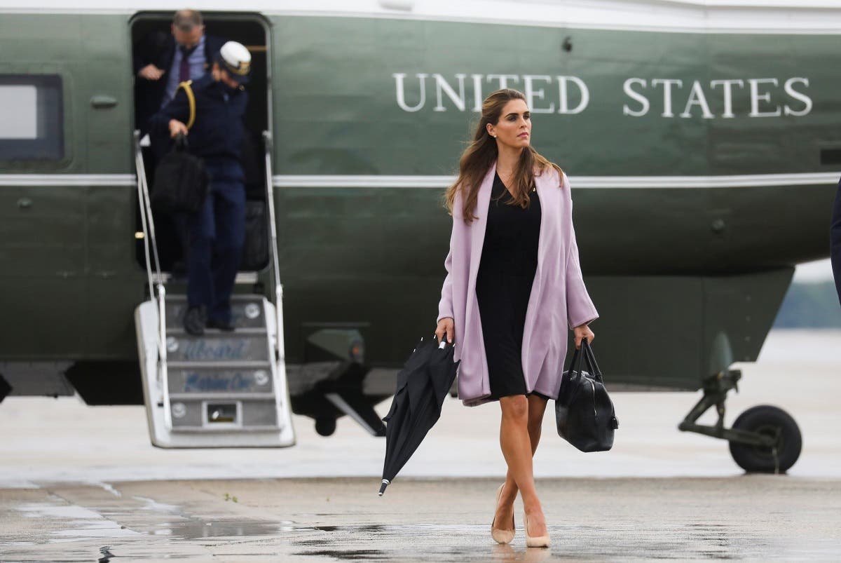 Counselor to the president Hope Hicks walks to Air Force One from the Marine One helicopter to depart for travel with President Donald Trump. (Reuters)