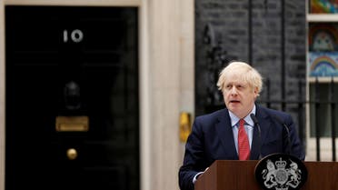 Britain's Prime Minister Boris Johnson speaks outside 10 Downing Street after recovering from the coronavirus disease (COVID-19), London. (Reuters)