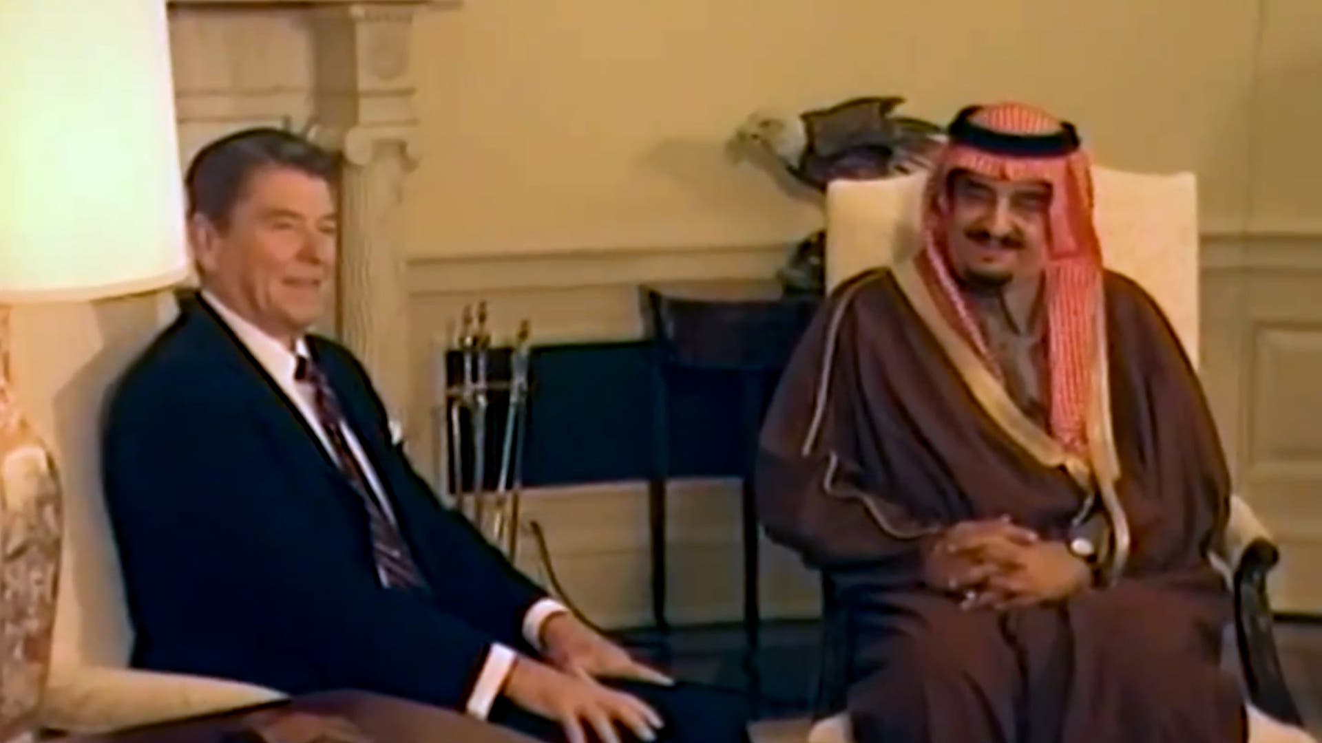US President Ronald Reagan with Saudi Arabia's King Fahd. (Footage)