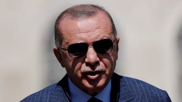 Turkish President Tayyip Erdogan speaks to the media after attending Friday prayers in Istanbul, Turkey, August 7, 2020. (Reuters)