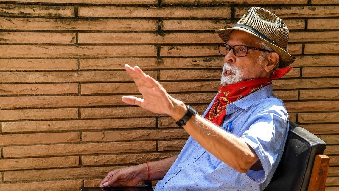 US Democratic vice presidential nominee and Senator from California, Kamala Harris' uncle Balachandran Gopalan speaks during an interview in New Delhi on October 8, 2020. (AFP)