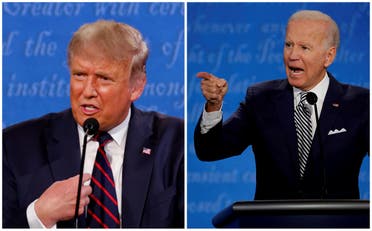 A combination picture shows US President Donald Trump and Democratic nominee Joe Biden speaking during the first 2020 presidential campaign debate, Sept. 29, 2020. (Reuters)