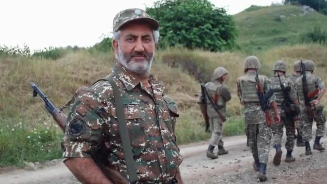 Lebanese-born Armenian opera singer Kevork Hadjian on the frontline. (Facebook, Armenians in Lebanon)