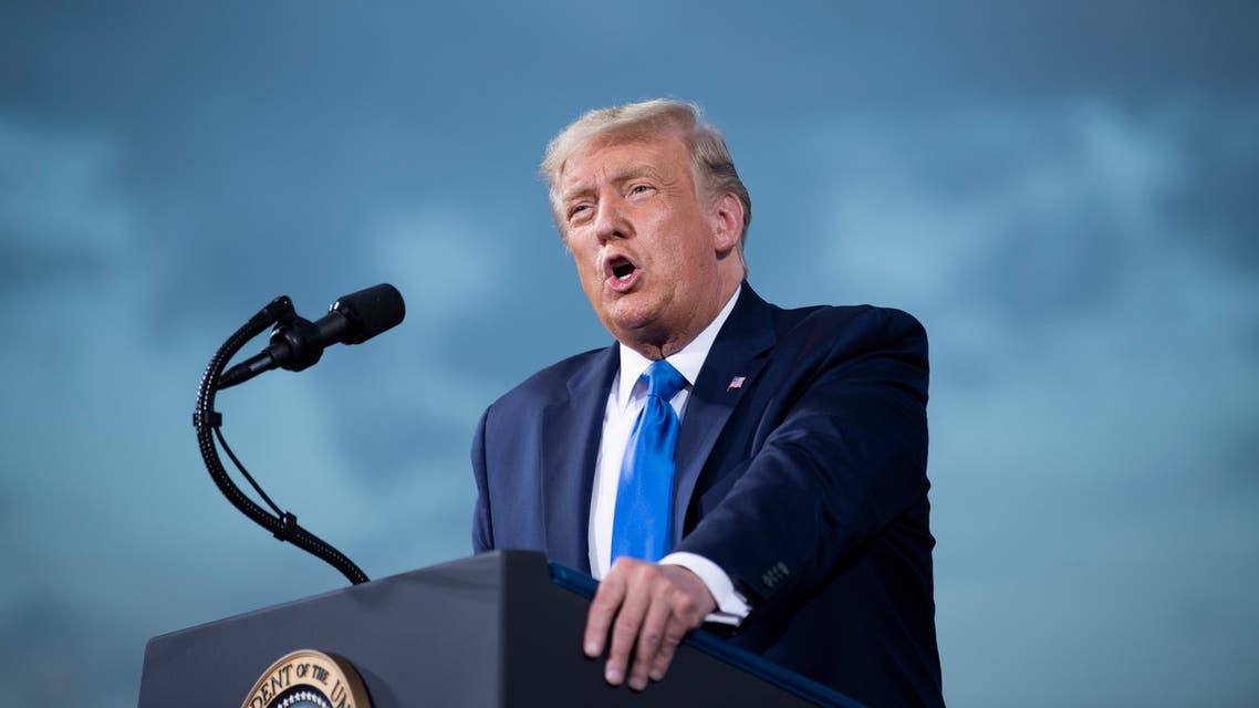 (FILES) In this file photo taken on September 24, 2020 US President Donald Trump speaks during a campaign rally at Cecil Airport, in Jacksonville, Florida. President Donald Trump should be able to resume public engagements from October 10, 2020, the White House physician announced on October 8, saying the US leader has responded extremely well to Covid-19 treatment.