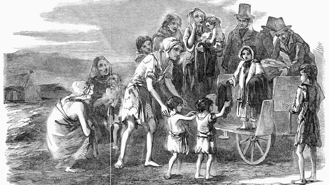 لوحة تجسد مظاهر البؤس لدى الأيرلنديين زمن المجاعة
