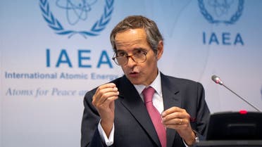 Rafael Grossi, IAEA’s chief speaks during a press conference at the agency’s headquarters in Vienna, Austria on September 14, 2020. (AFP/Joe Klamar)