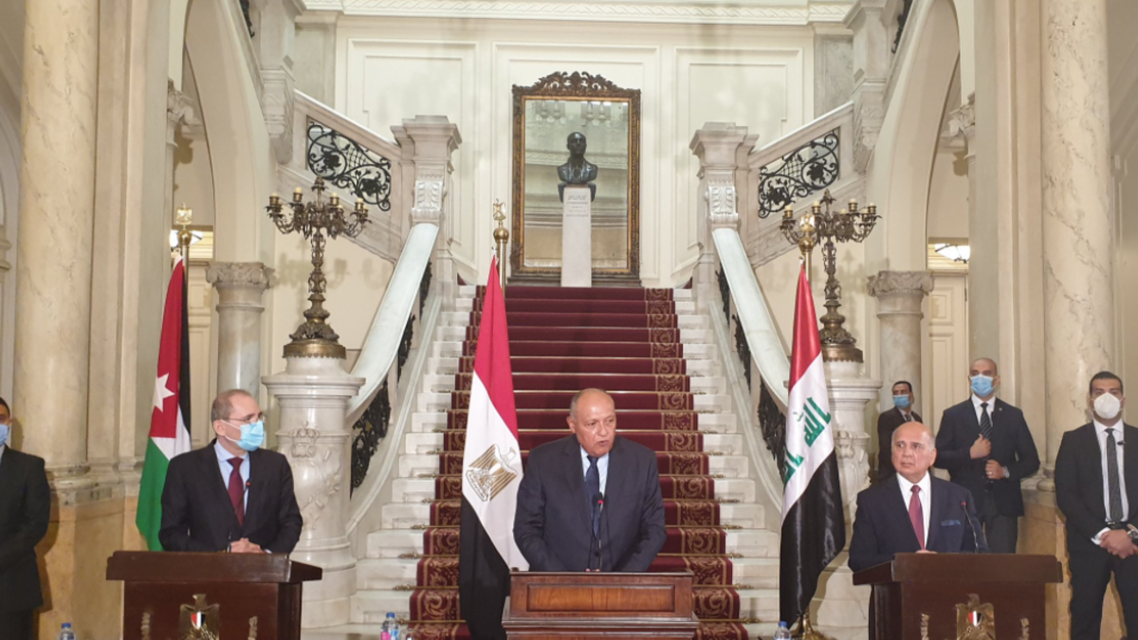 جانب من المؤتمر الصحفي للوزراء الثلاث
