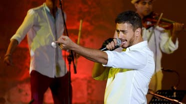 Morocco singer Saad Lamjarred performs during the 52 sesion of the International Carthage Festival on July 30, 2016 at the romain theatre of carthage near Tunis. (AFP)
