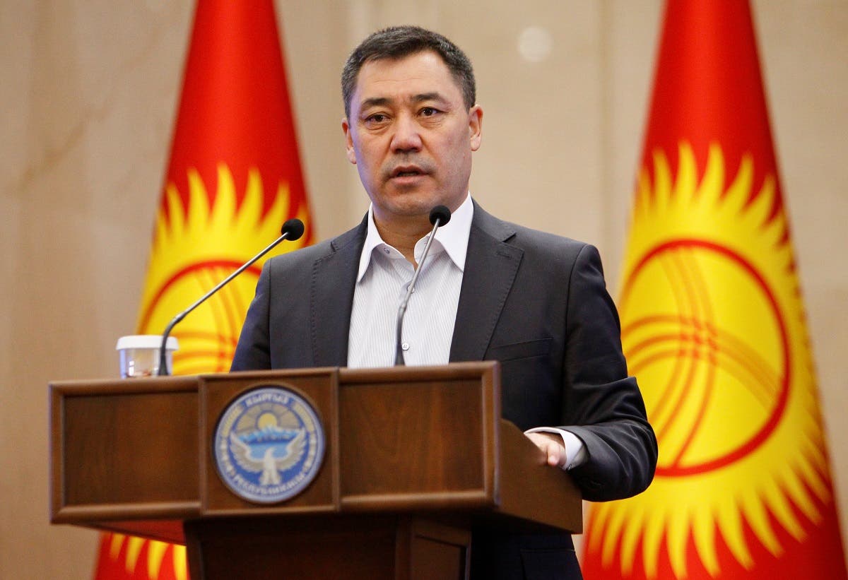Kyrgyzstan’s Prime Minister Sadyr Japarov delivers a speech during an extraordinary session of parliament in Bishkek, Kyrgyzstan, on October 16, 2020. (Reuters)