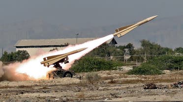 A handout picture provided by the Iranian Army official website on September 10, 2020 shows an Iranian Shalamcheh missile being fired during a military exercise in the Gulf, near strategic strait of Hormuz. (AFP)