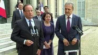 France’s President Francois Hollande (L) in Paris and Saudi Foreign Minister Prince Saud al-Faisal (R) in 2013. (Al Arabiya)