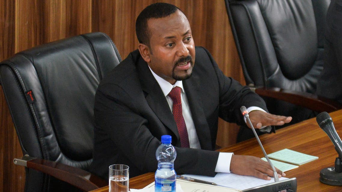 Ethiopia's Prime Minister Abiy Ahmed delivers a speech at the House of Peoples' Representatives of Ethiopia on the current political and economic issues of the country on February 3, 2020, in Addis Ababa.