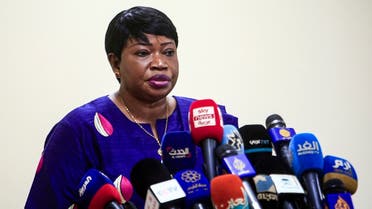 The International Criminal Court’s prosecutor Fatou Bensouda gives a press conference in Sudan’s capital Khartoum on October 20, 2020, at the conclusion of her five-day visit to the country. (AFP/Ebrahim Hamid)
