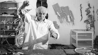 A pioneer of conceptual art and experimental practice in the Middle East, late Emirati artist Hassan Sharif seen in his studio. (Courtesy: Sharjah Art Foundation)