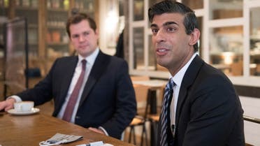 Britain's Chancellor of the Exchequer Rishi Sunak and Britain's Housing Secretary Robert Jenrick attend a roundtable for business representatives, amid the coronavirus disease (COVID-19) outbreak, at Franco Manca in Waterloo, London, Britain October 22, 2020. (Reuters)