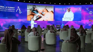 Abdullah Bin Sharaf Alghamdi, President of Saudi Data and Al Authority, speaks during the Global Al Summit in Riyadh, Saudi Arabia, on October 21, 2020. (Reuters)