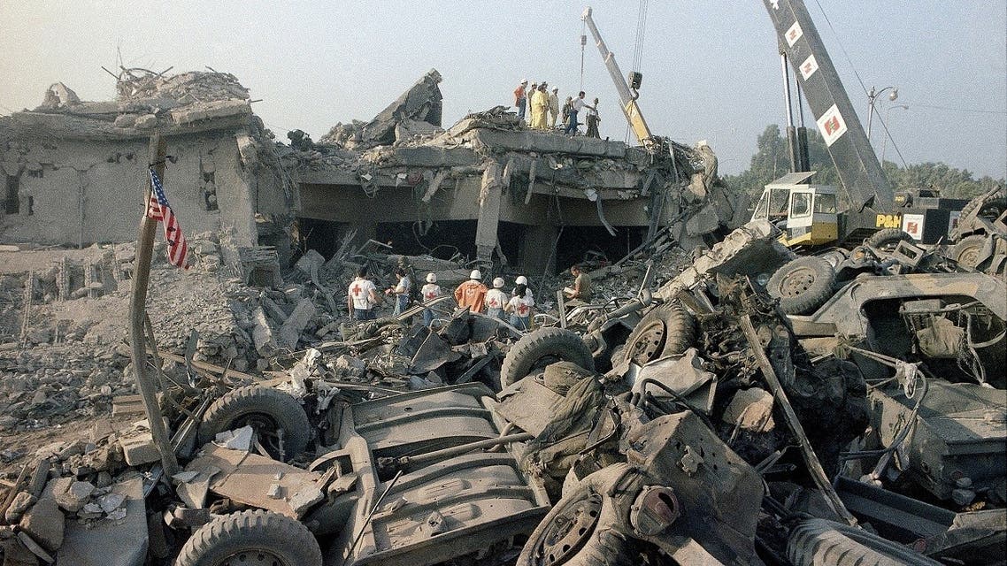 The aftermath of a suicide truck bombing of the US Marines Barracks in Beirut, Oct. 23, 1983. (AP)