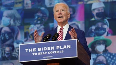 U.S. Democratic presidential candidate Joe Biden speaks about his plan to beat COVID-19 in Wilmington, Delaware, U.S., October 23, 2020. REUTERS/Kevin Lamarque