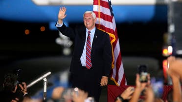 Vice President Mike Pence waves to supporters Saturday Oct. 24, 2020 in Tallahassee, Fla. (AP/Steve Cannon)