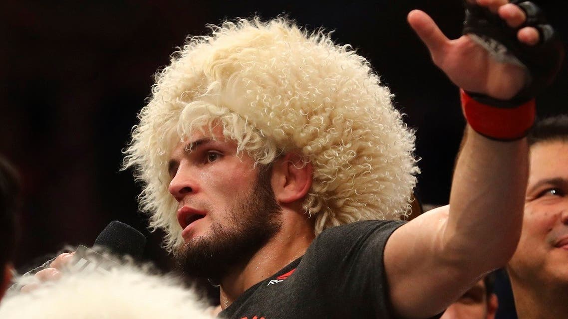 Russian UFC fighter Khabib Nurmagomedov during a previous fight in Yas Mall in Abu Dhabi. (AP)