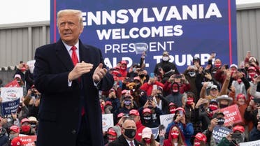 US President Donald Trump holds a campaign rally at HoverTech International in Allentown, Pennsylvania, October 26, 2020. (AFP/Saul Loeb)