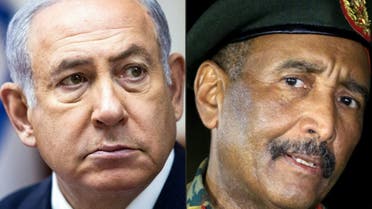 This combination of pictures shows (L to R) Israeli Prime Minister Benjamin Netanyahu and the President of the Sudanese Transitional Council, General Abdel Fattah al-Burhan. (AFP) 