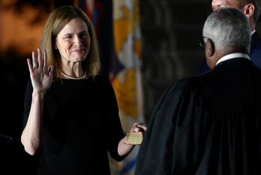 Trump pick Judge Amy Coney is sworn in as an associate justice of the US Supreme Court at the White House in Washington. (Reuters)