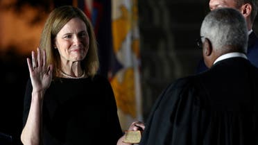 Judge Amy Coney is sworn in as an associate justice of the U.S. Supreme Court at the White House in Washington. (Reuters)
