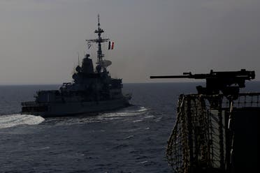 سفينة حربية فرنسية خلال المناورات في شرق المتوسط