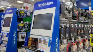 Sony Playstation 4 gaming items are display for sale at a store in Tokyo on October 28, 2020. (AFP)