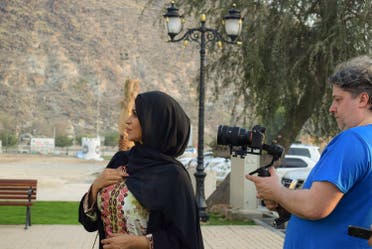 Emirati Instagram celebrity and influencer Meera Ali al Naqbi during filming. (Supplied)