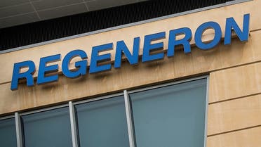 The Regeneron Pharmaceuticals company logo is seen on a building at the company's Westchester campus in Tarrytown, New York. (Reuters)