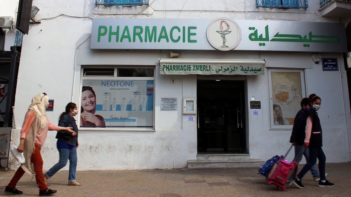 People wear masks to prevent the coronavirus pandemic in Tunis on October 7, 2020. (Reuters)