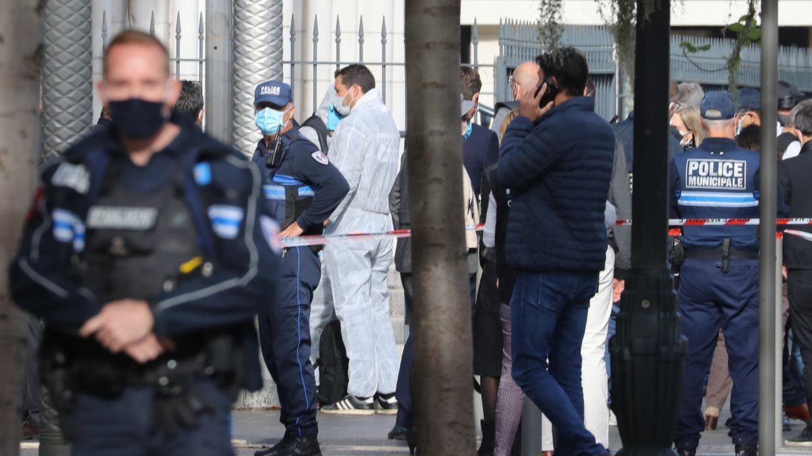 French police in Nice, France, following the kinfe attack there on October 29, 2020. (AFP)