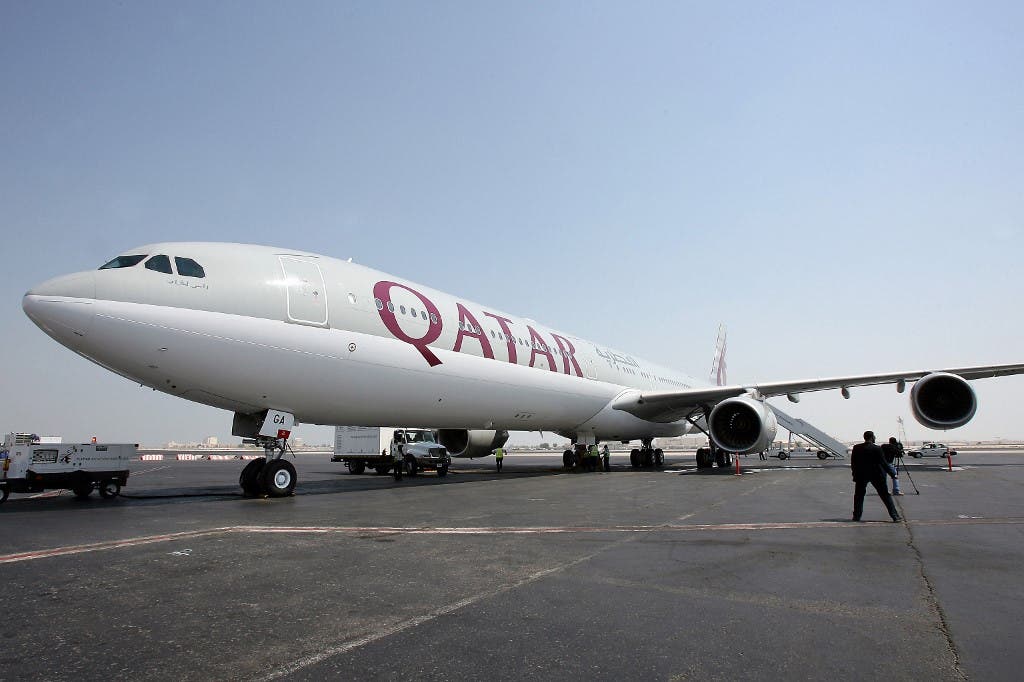 A new Qatar Airways Airbus A340-600 sits on the tarmac at Doha airport. (File photo: AFP)