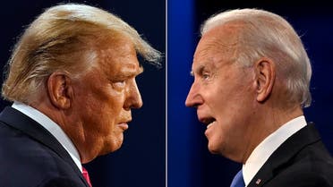 This combination of file pictures created on October 22, 2020 shows US President Donald Trump (L) and former US Vice President Joe Biden during the final presidential debate. (AFP)
