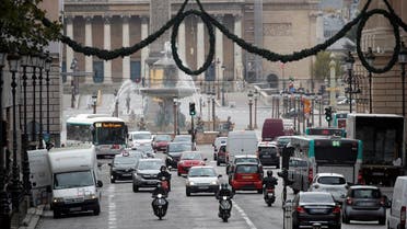 Traffic is seen from place de la Concorde in Paris on the first day of the second national lockdown as part of the COVID-19 measures to fight a second wave of the coronavirus in France, on October 30, 2020. (Reuters)