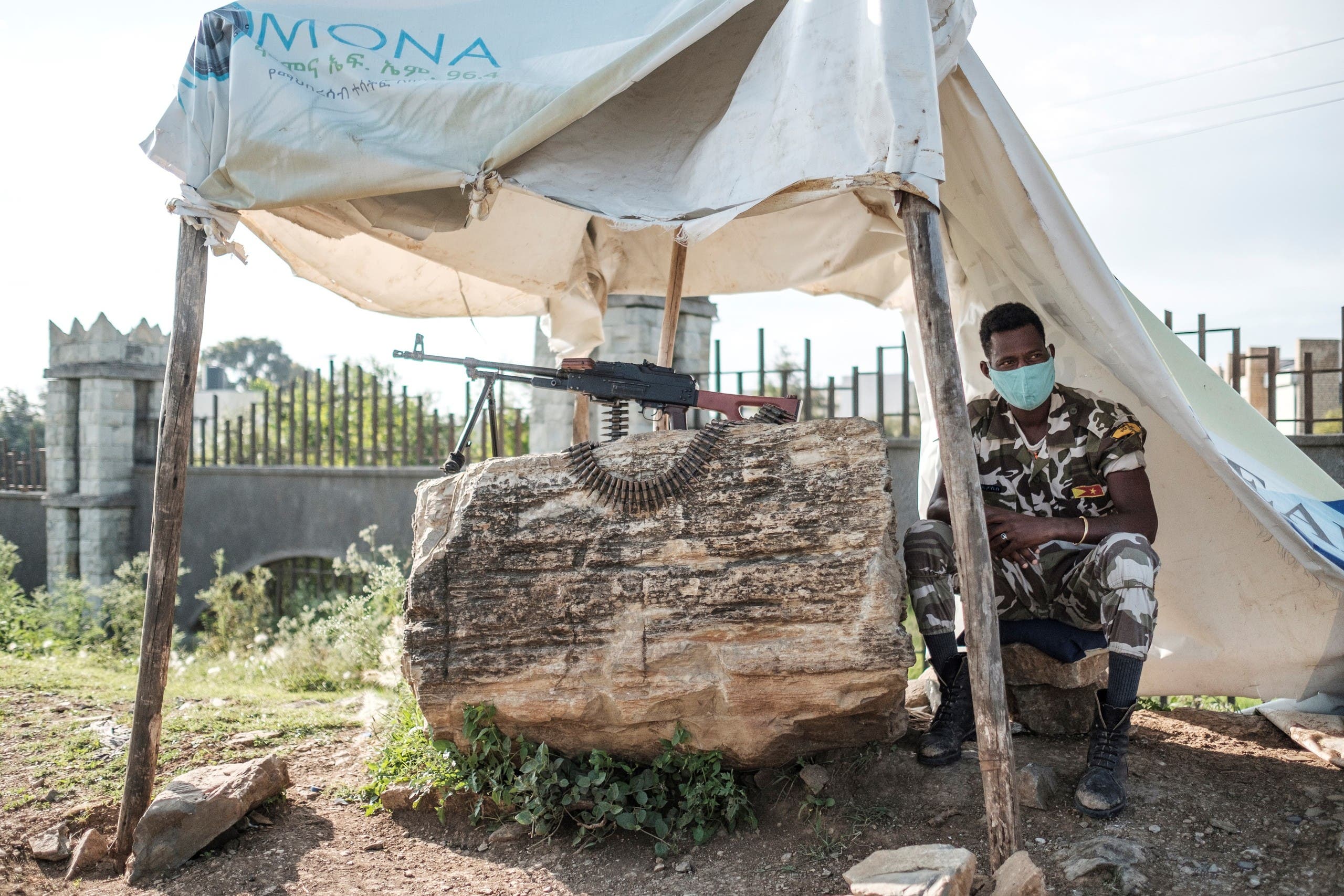 A member of Tigray police is pictured at a checkpoint in the outskirts of Mekele on the day of Tigray's regional elections, on September 9, 2020. (AFP)