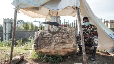 A member of Tigray police is pictured at a checkpoint in the outskirts of Mekele on the day of Tigray's regional elections, on September 9, 2020. (AFP)