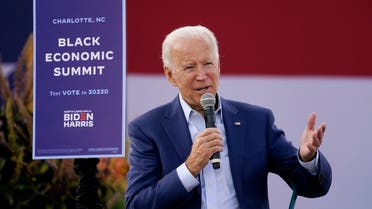 Democratic presidential candidate Joe Biden speaks during a Biden for President Black economic summit in Charlotte, NC, Sept. 23, 2020. (AP)
