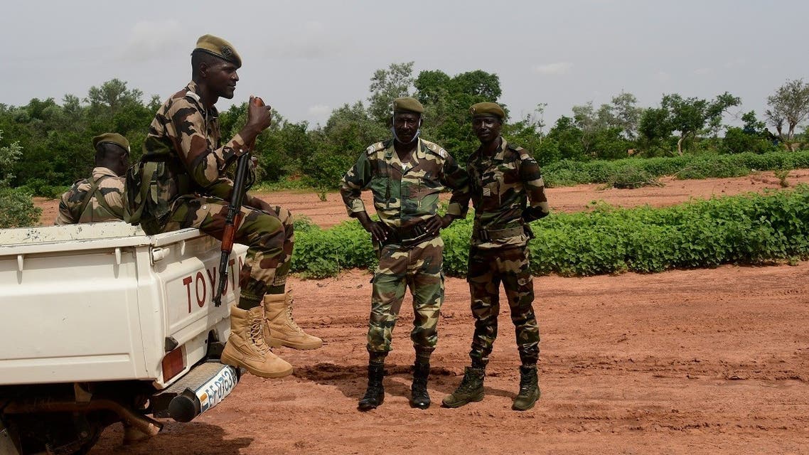 Niger security forces patrol in the Kouré Giraffe reserve on August 21, 2020. (Boureima Hama/AFP)