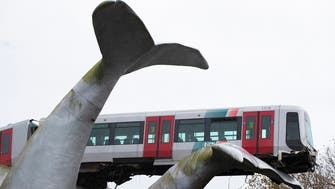 Driver escapes injury as Dutch whale tail sculpture catches metro train in  ‘fluke’